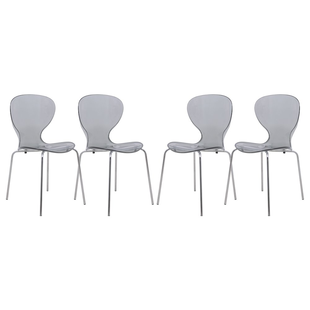 Modern Oyster Transparent Side Chair, Set of 4. Picture 2