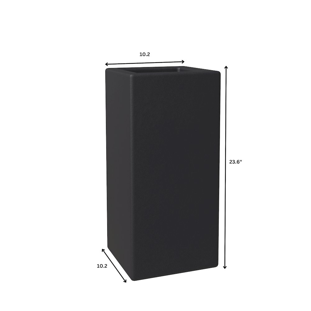 Terra Series Poly Stone Planter in Black 10.2" x 10.2" 23.6" High. Picture 11