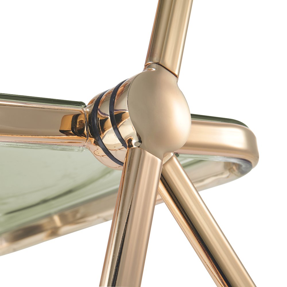 Lawrence Acrylic Folding Chair With Gold Metal Frame, Set of 4. Picture 13