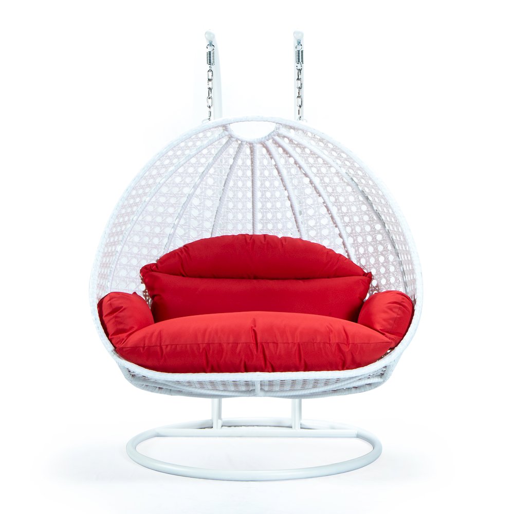 White Wicker Hanging 2 person Egg Swing Chair. Picture 2