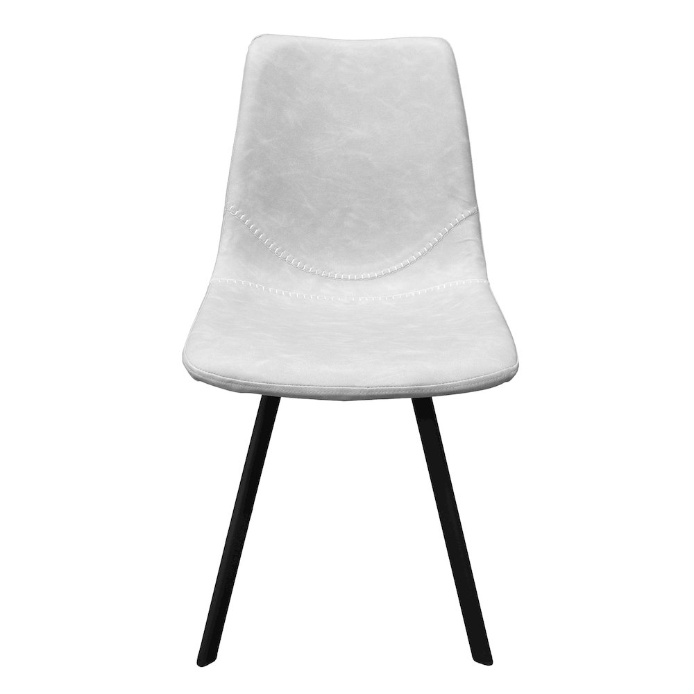 Markley Modern Leather Dining Chair With Metal Legs Set of 4, Light Grey. Picture 3