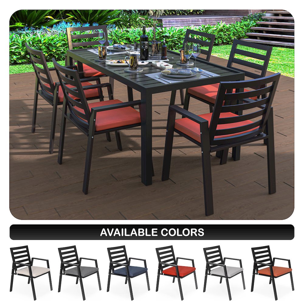 Chelsea Modern Patio Dining Armchair in Aluminum with Removable Cushions. Picture 3