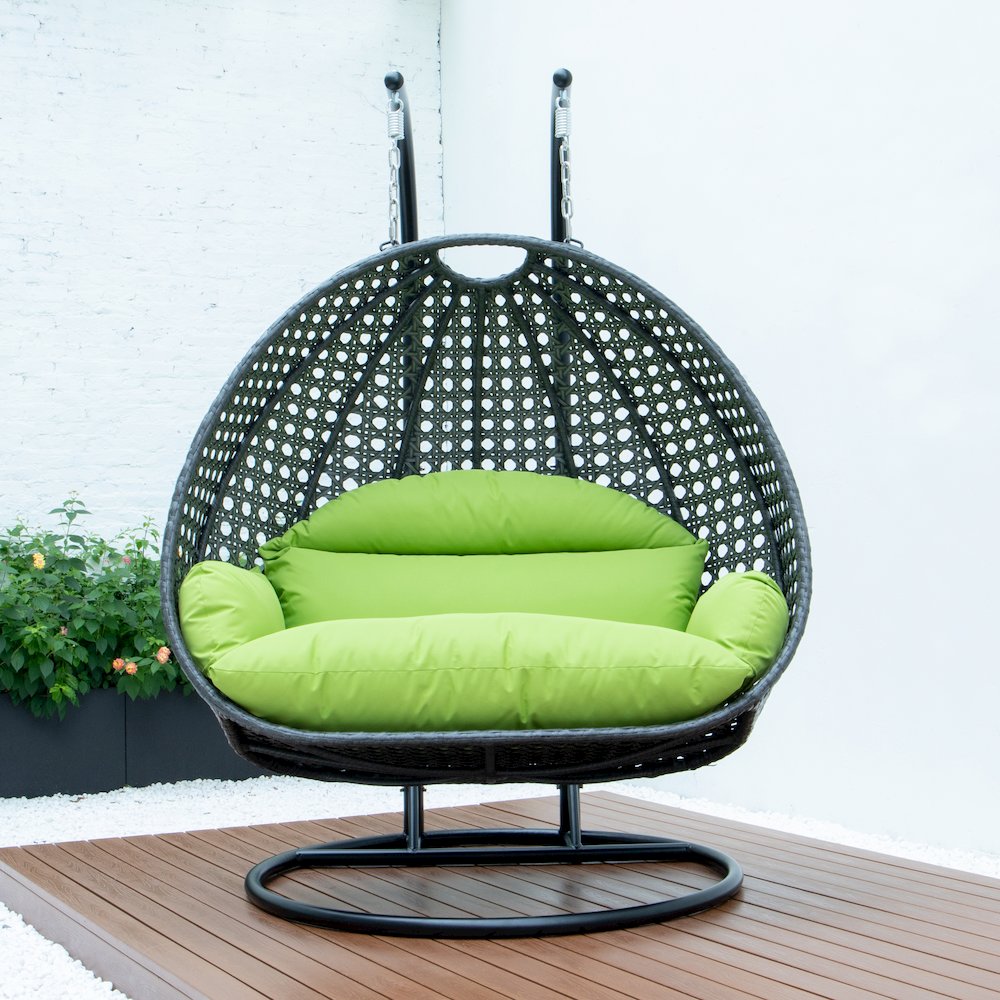 Charcoal Wicker Hanging 2 person Egg Swing Chair. Picture 2
