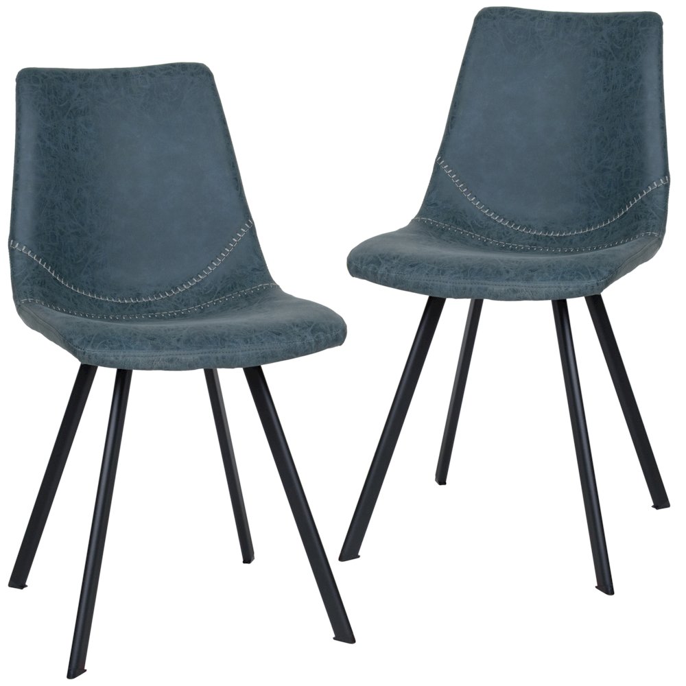 Markley Modern Leather Dining Chair With Metal Legs Set of 2. Picture 6