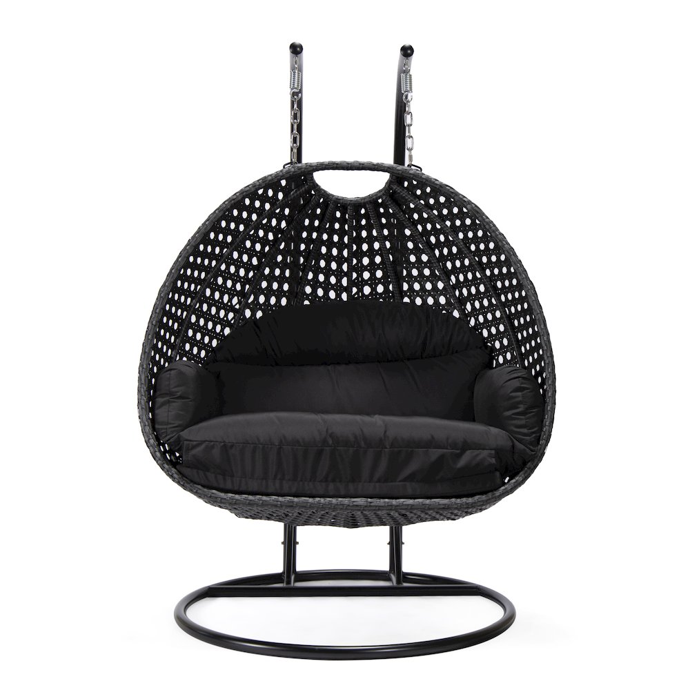 Mendoza Charcoal Wicker Hanging 2 person Egg Swing Chair. Picture 3