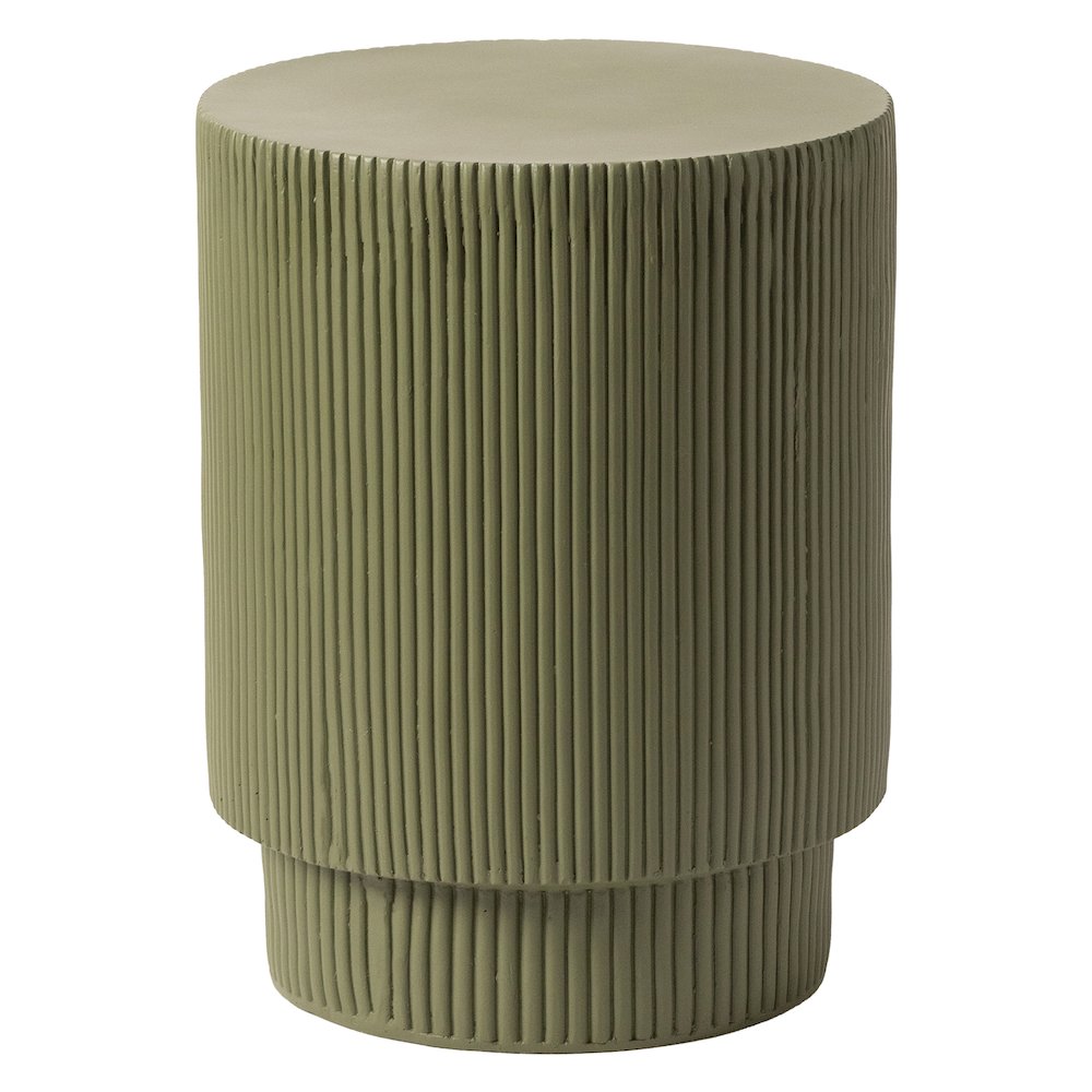 Eden Collection Fiberglass Outdoor Side Table in Olive Green. Picture 2
