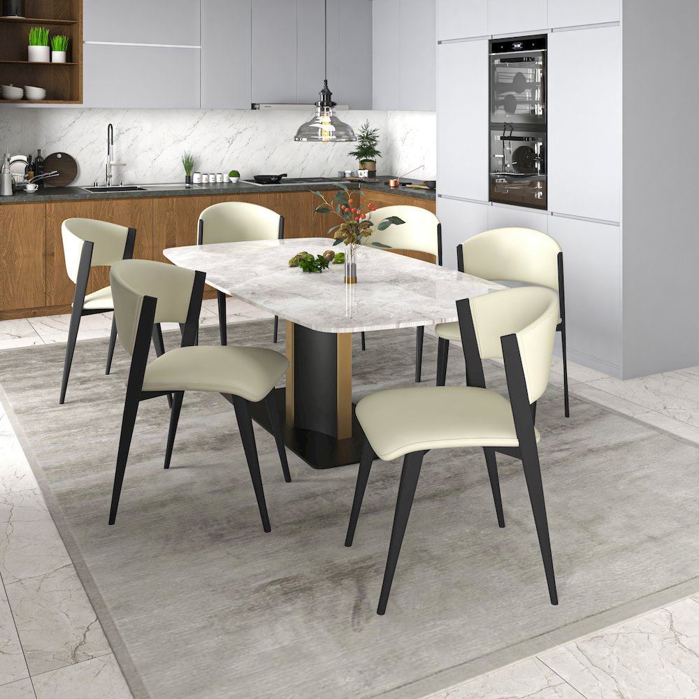 Aspen Collection Modern Dining Chair Black Frame in Light Grey Set of 4. Picture 4