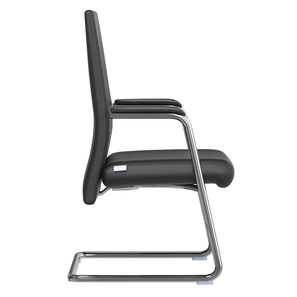 Aleen Series Guest Office Chair In Black Leather. Picture 21