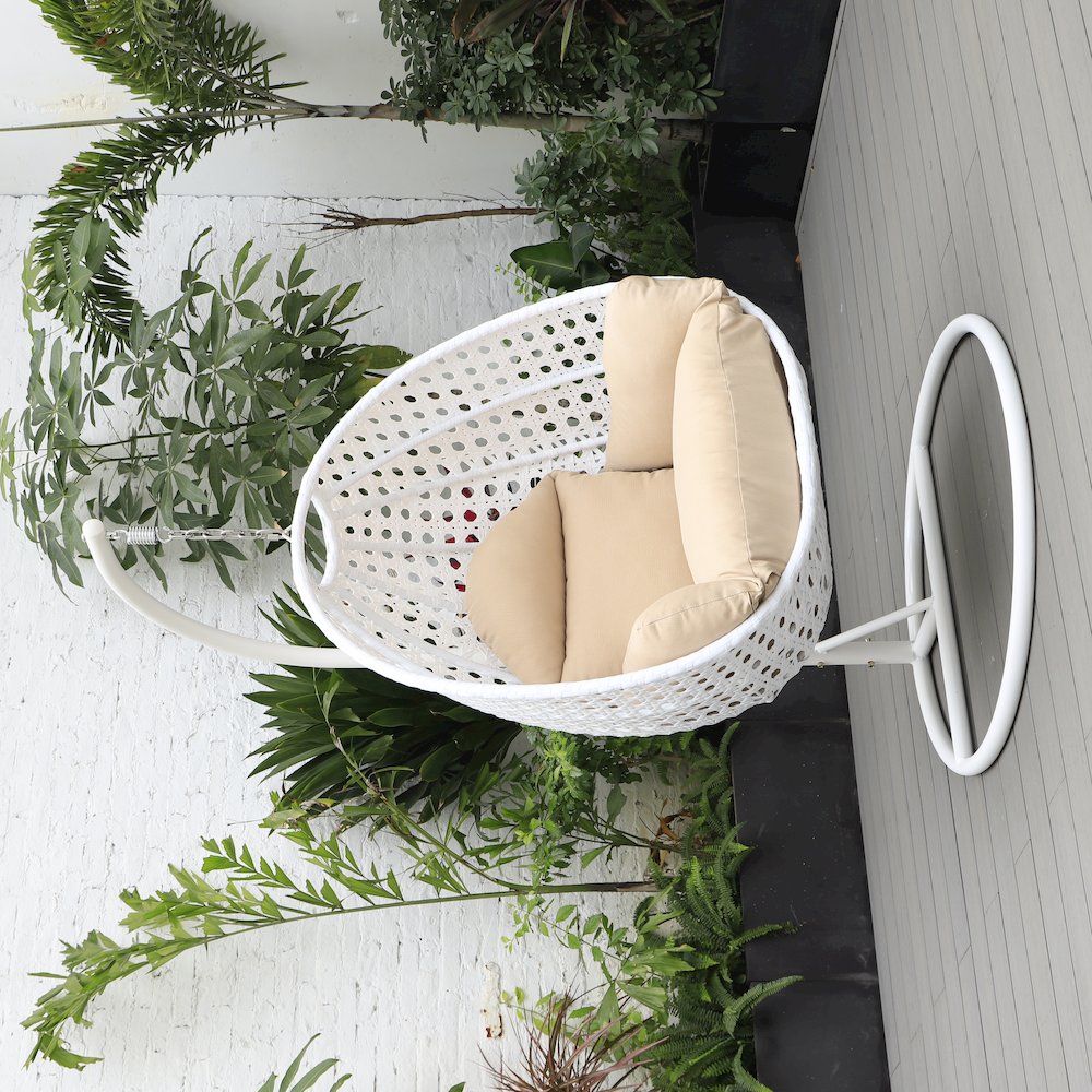 White Wicker Hanging Egg Swing Chair. Picture 2