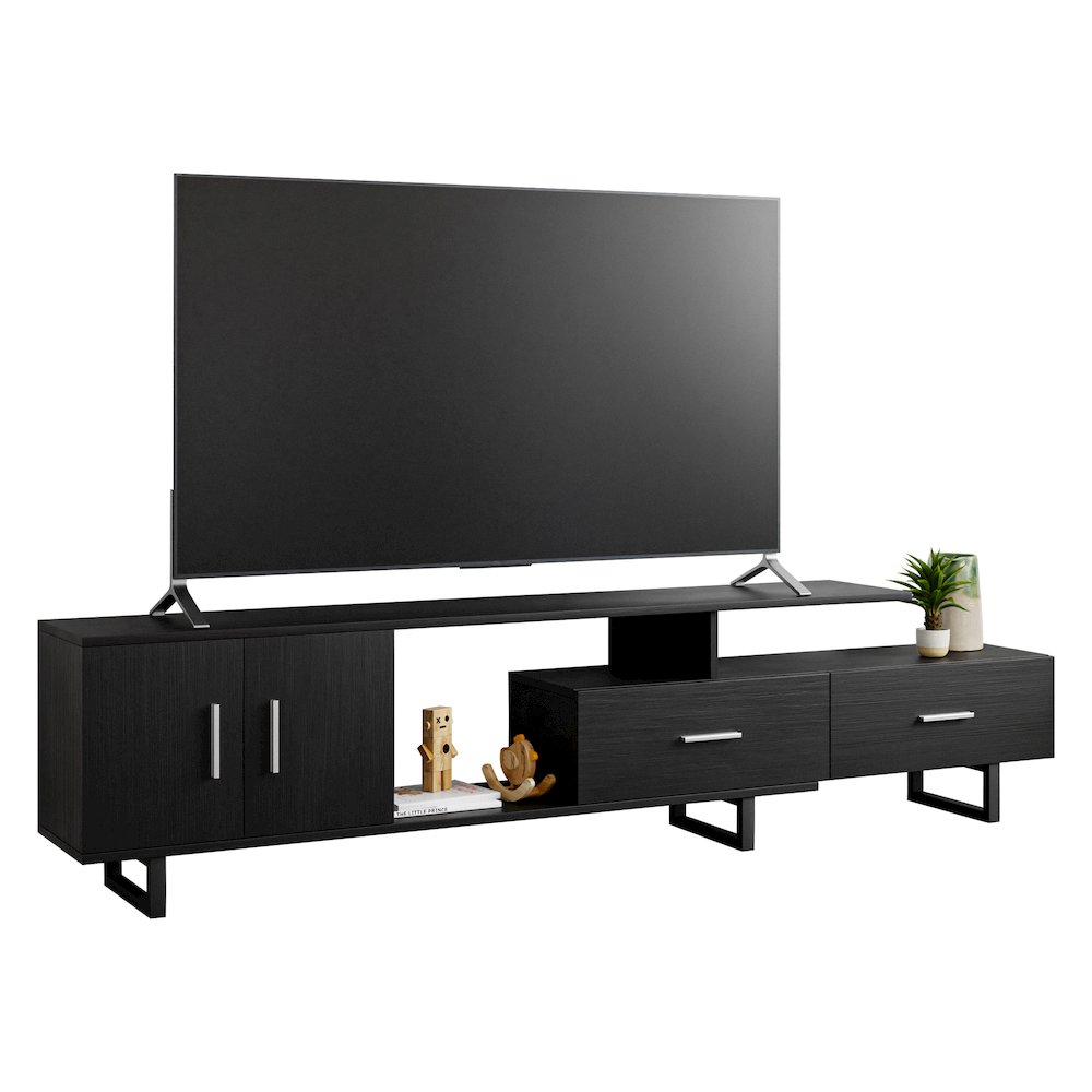 Avery Mid-Century Modern TV Stand with MDF Cabinet and Powder Coated Steel Legs. Picture 6