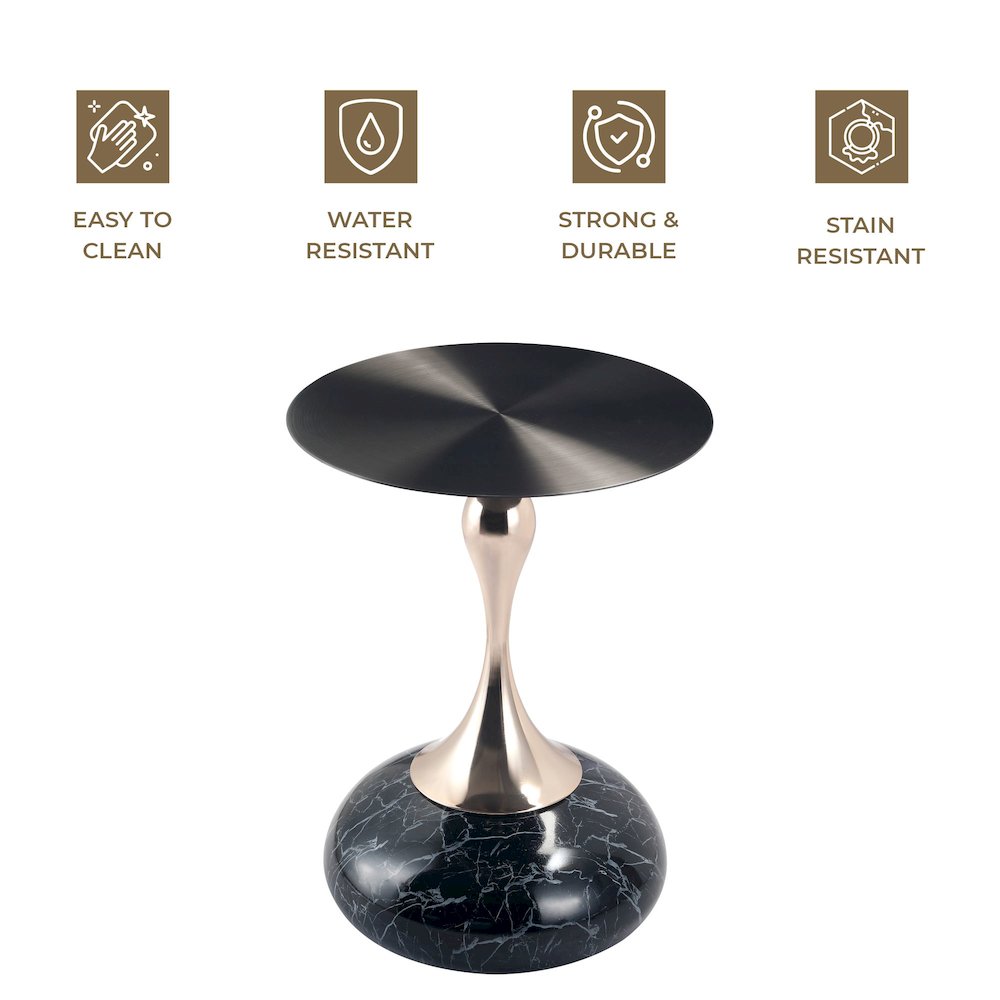 Savoy Collection Modern End Table In Stone Black. Picture 24