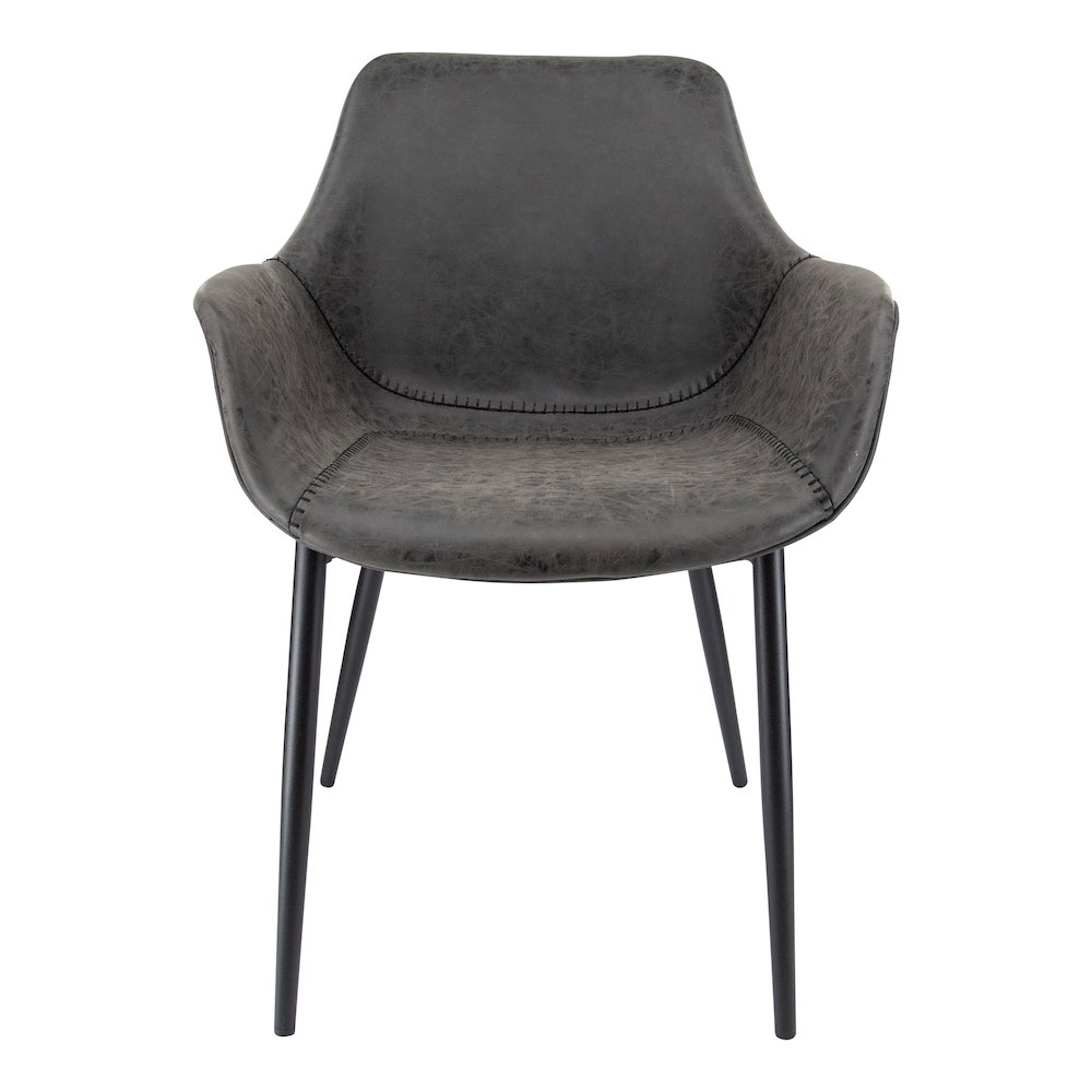 Markley Modern Leather Dining Arm Chair With Metal Legs Set of 2. Picture 8