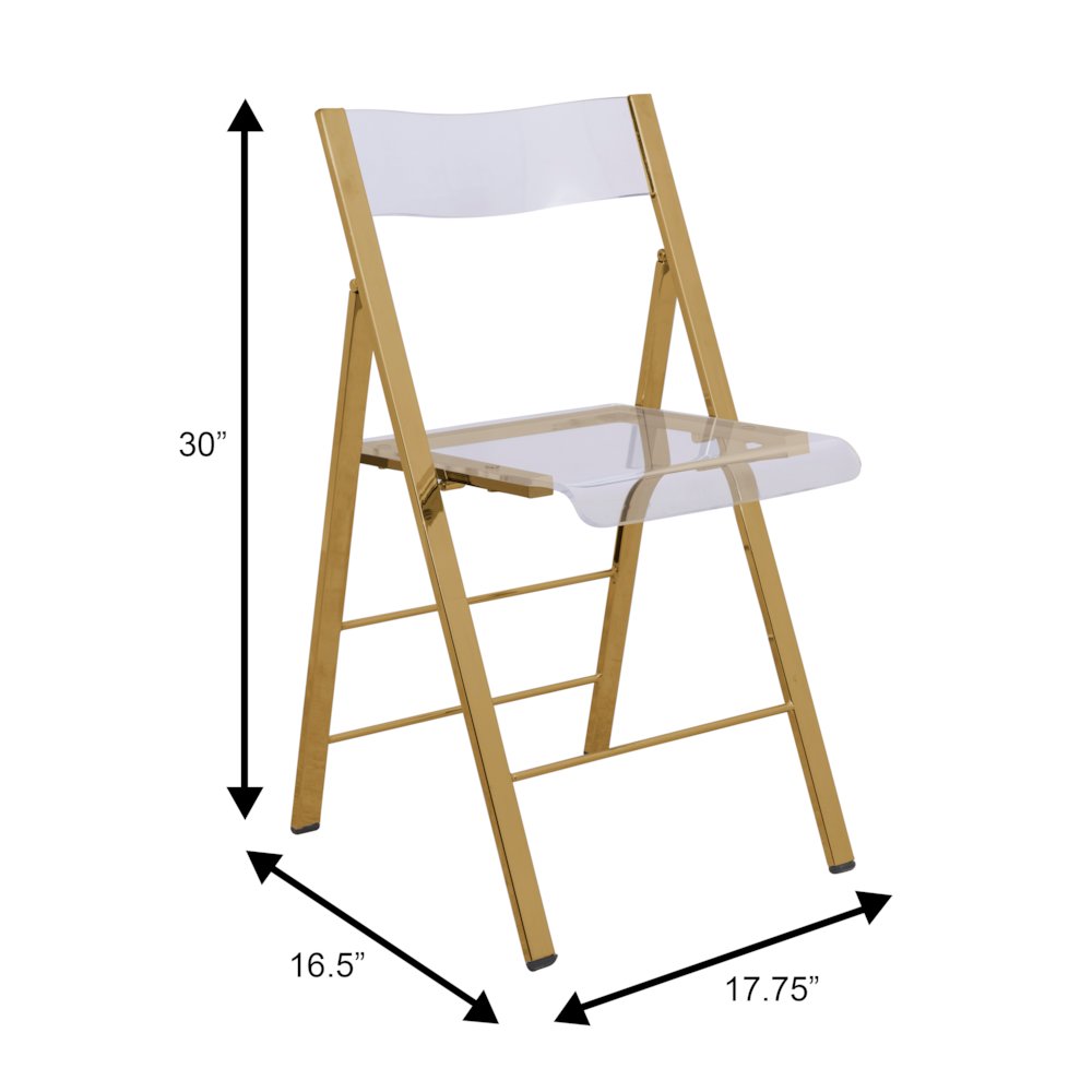 Menno Modern Acrylic Gold Base Folding Chair. Picture 1