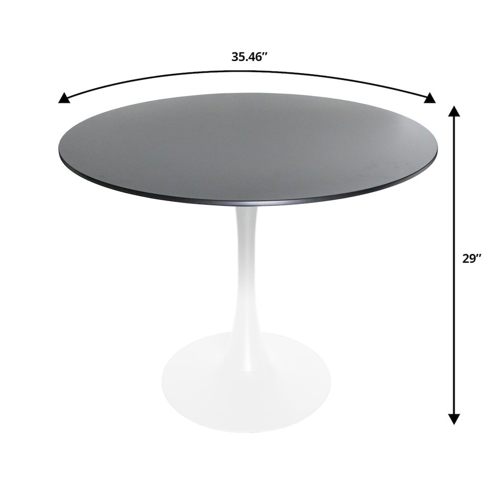 5-Piece Dining Set 35" Round Dining Table in Chrome - Transparent Red. Picture 17