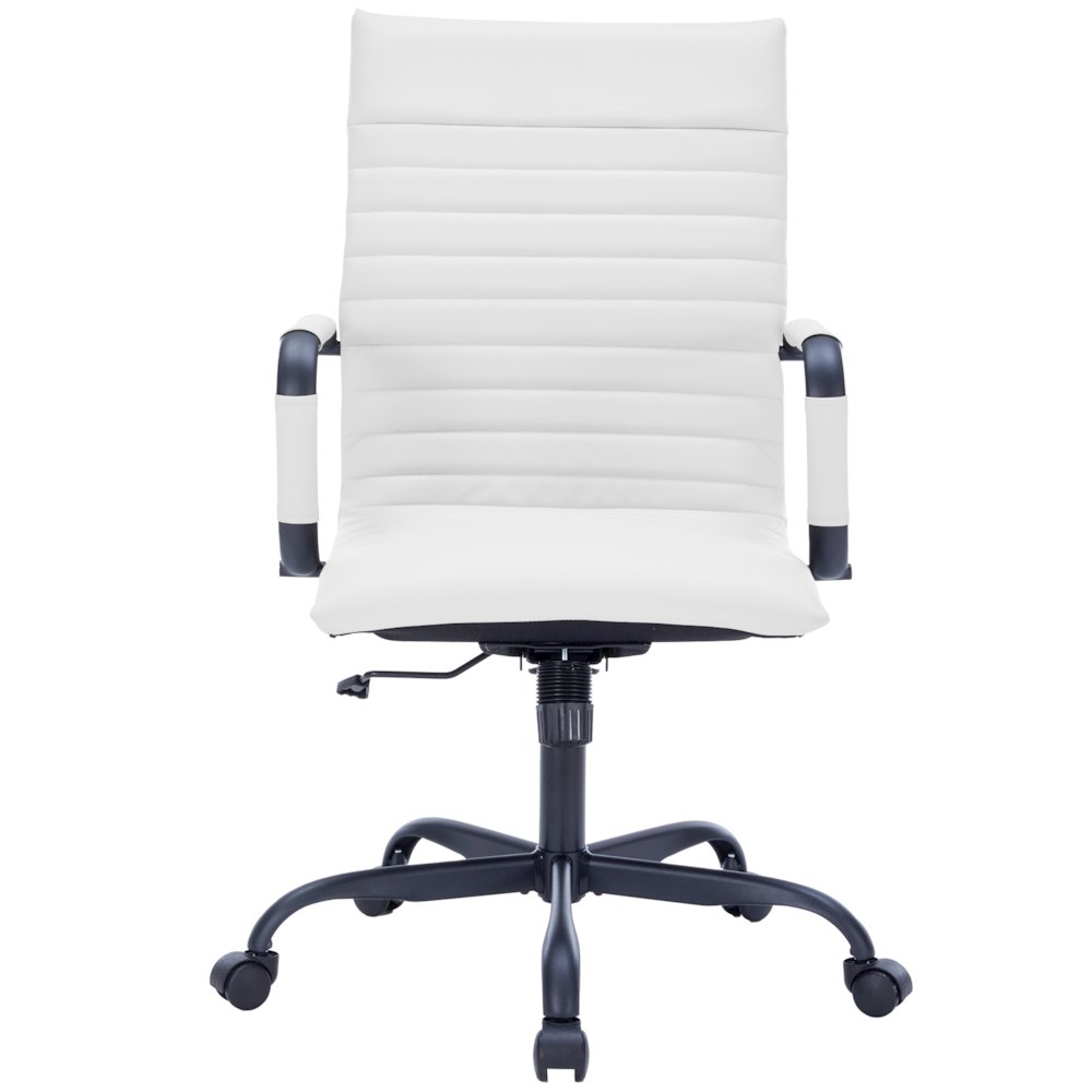 Harris Leather Home High-Back Office Chair in White With Black Frame. Picture 10