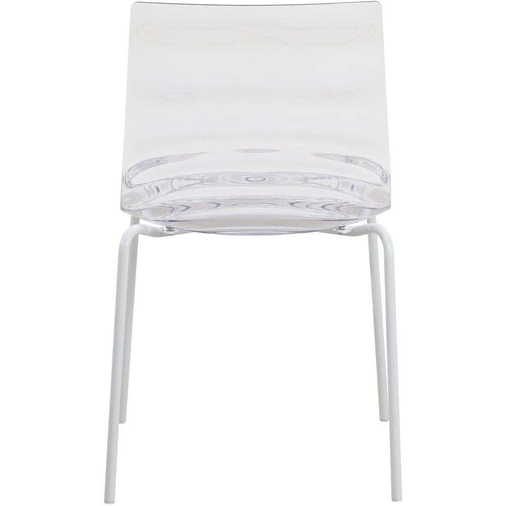 Astor Water Ripple Design Dining Chair in White Base Clear Seat Set of 2. Picture 11