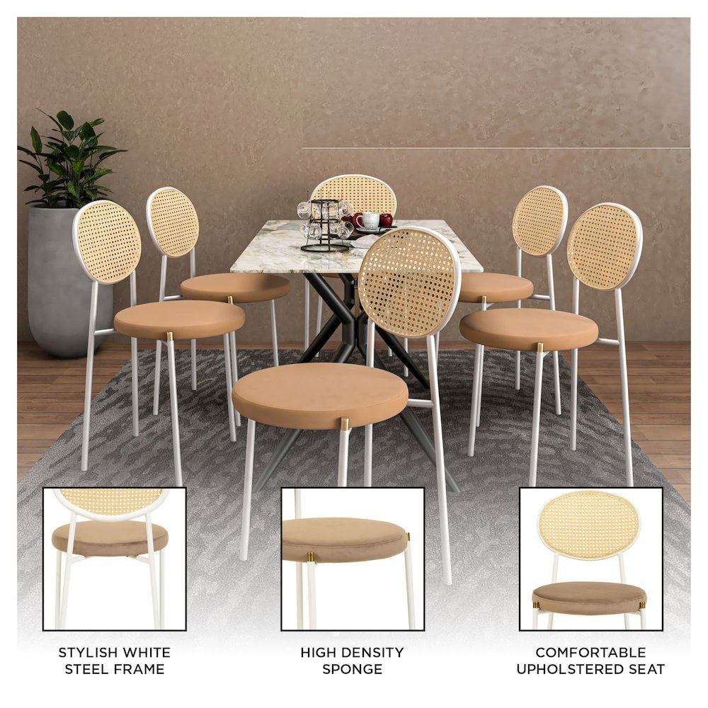 Euston Collection Modern Dining Chair White Frame In Brown. Picture 2