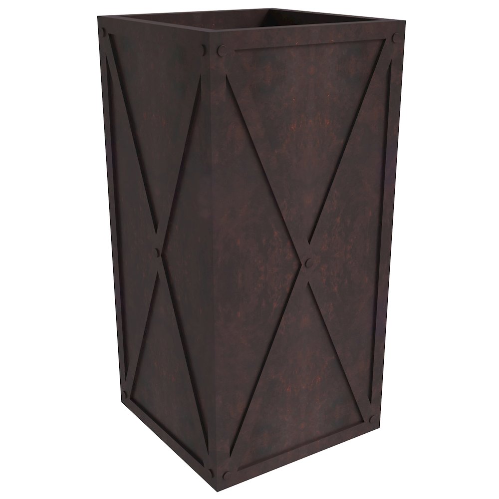 Papyrus Series Rectangle Fiber Stone Planter in Brown 14.2 x 14.2, 29 High. Picture 3