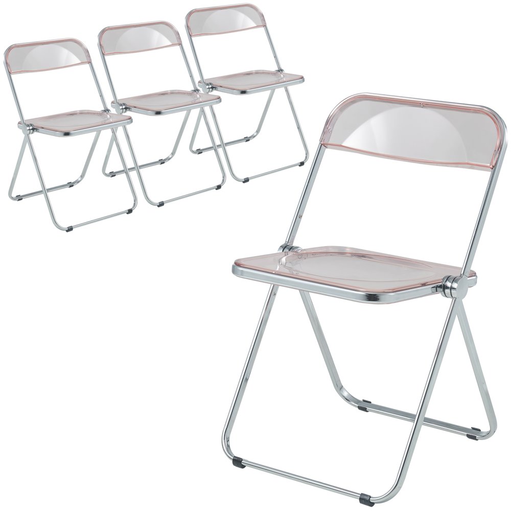 Lawrence Acrylic Folding Chair With Metal Frame, Set of 4. Picture 16