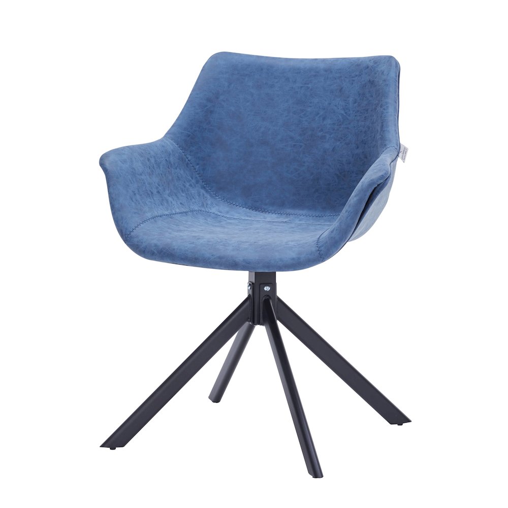 Markley Modern Leather Dining Swival Arm Chair in Light Blue. Picture 12