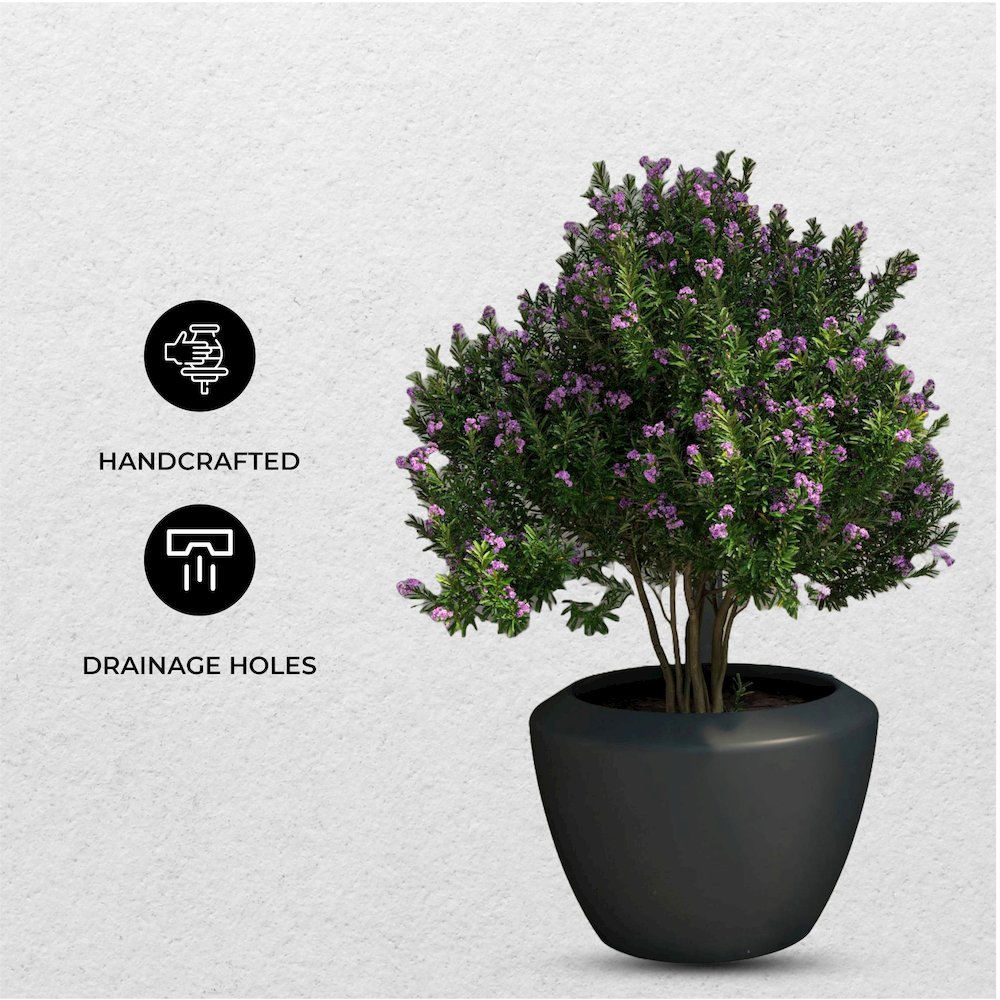 Vessel Series Poly Stone Planter in Black 22" Dia 15" high. Picture 7