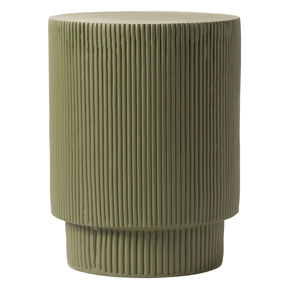 Eden Collection Fiberglass Outdoor Side Table in Olive Green. Picture 1