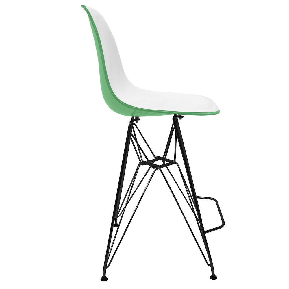 Modern Acrylic Bar stool Cresco Collection Black Base with White/Green seat. Picture 31