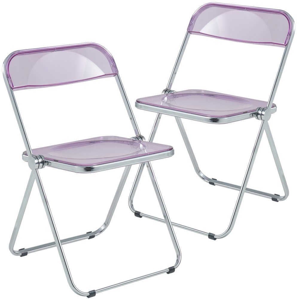 Lawrence Acrylic Folding Chair With Metal Frame, Set of 2. Picture 1