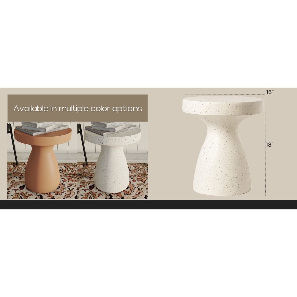 Modern Side End Table Wisp Series In Terrazzo White. Picture 21