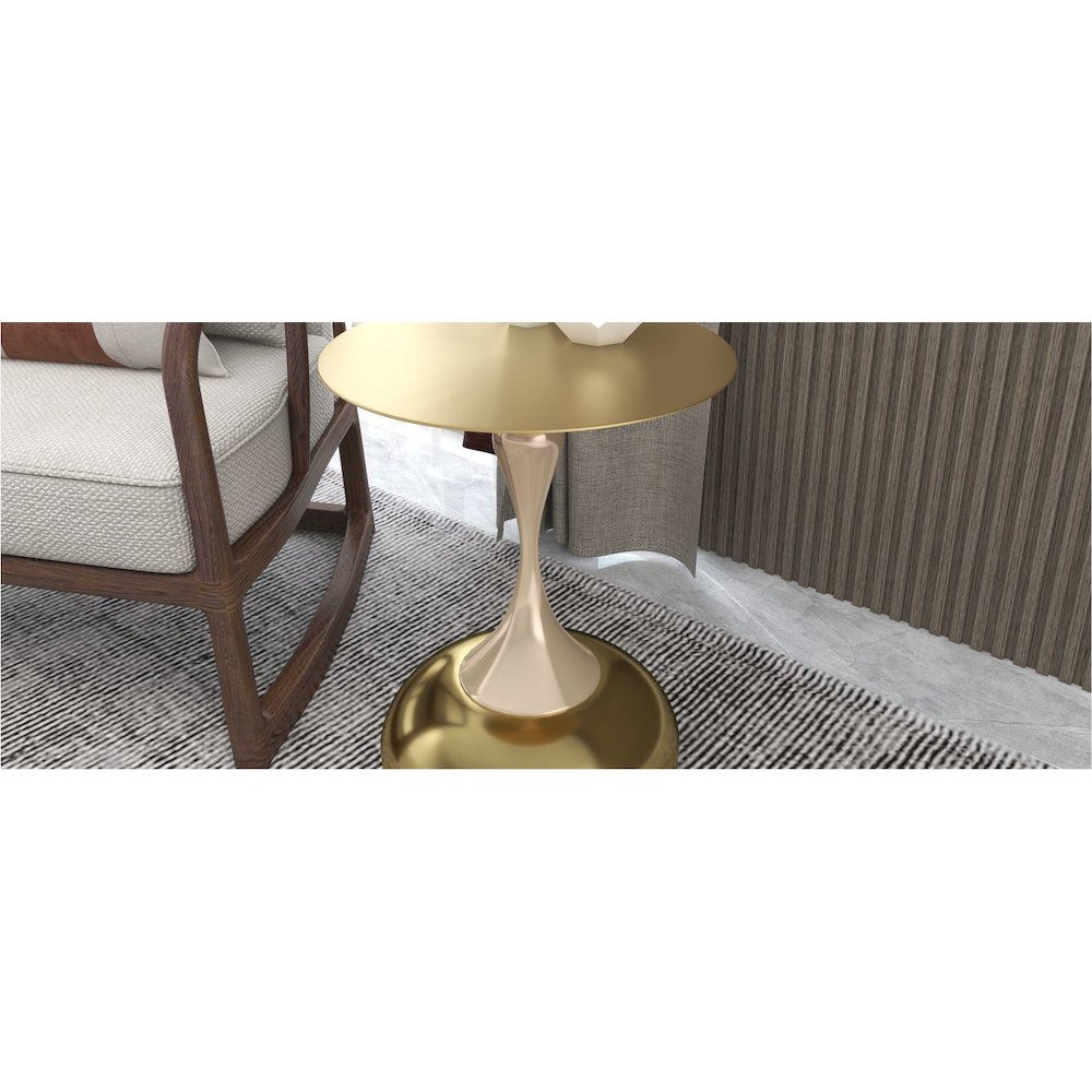 Savoy Collection Modern End Table In Gold. Picture 32