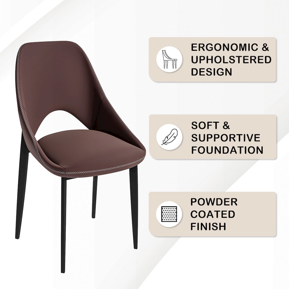 Amalfi Collection Fabric Modern Dining Chair in Plum Purple - Set of 2. Picture 4