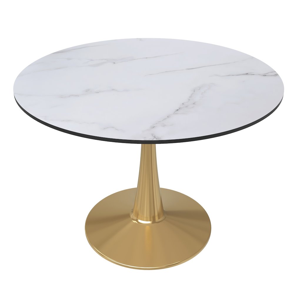 Bristol 40" round dining table Gold base with marbled MDF top. Picture 11