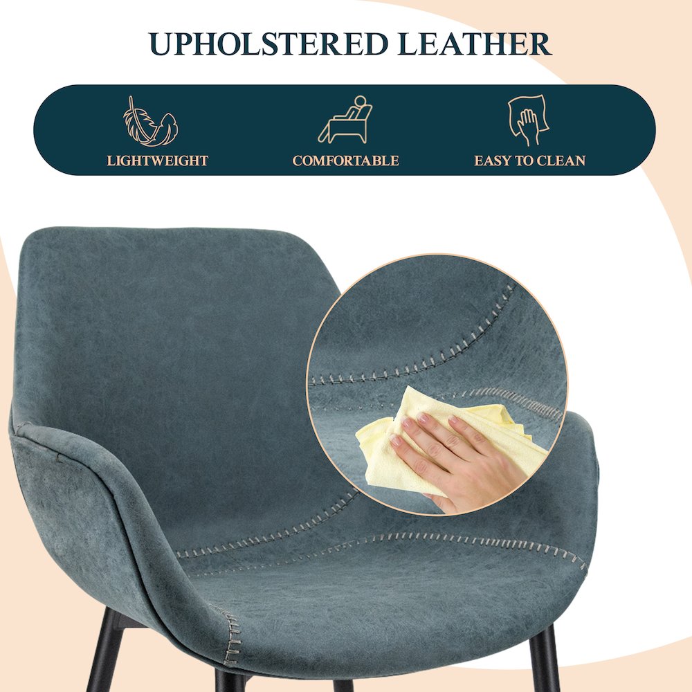 Markley Modern Leather Dining Arm Chair With Metal Legs Set of 4. Picture 3