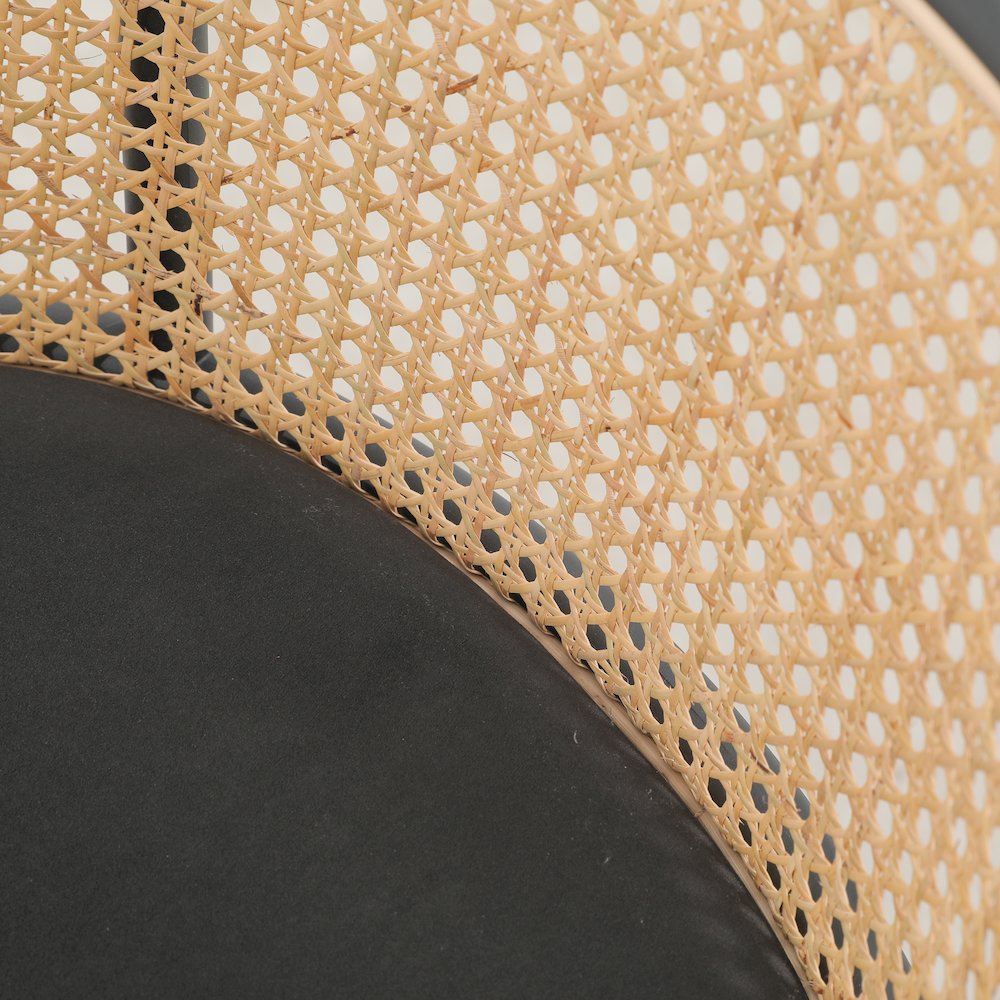 Ervilla Mid-Century Modern Wicker Bar Stool in Black. Picture 9