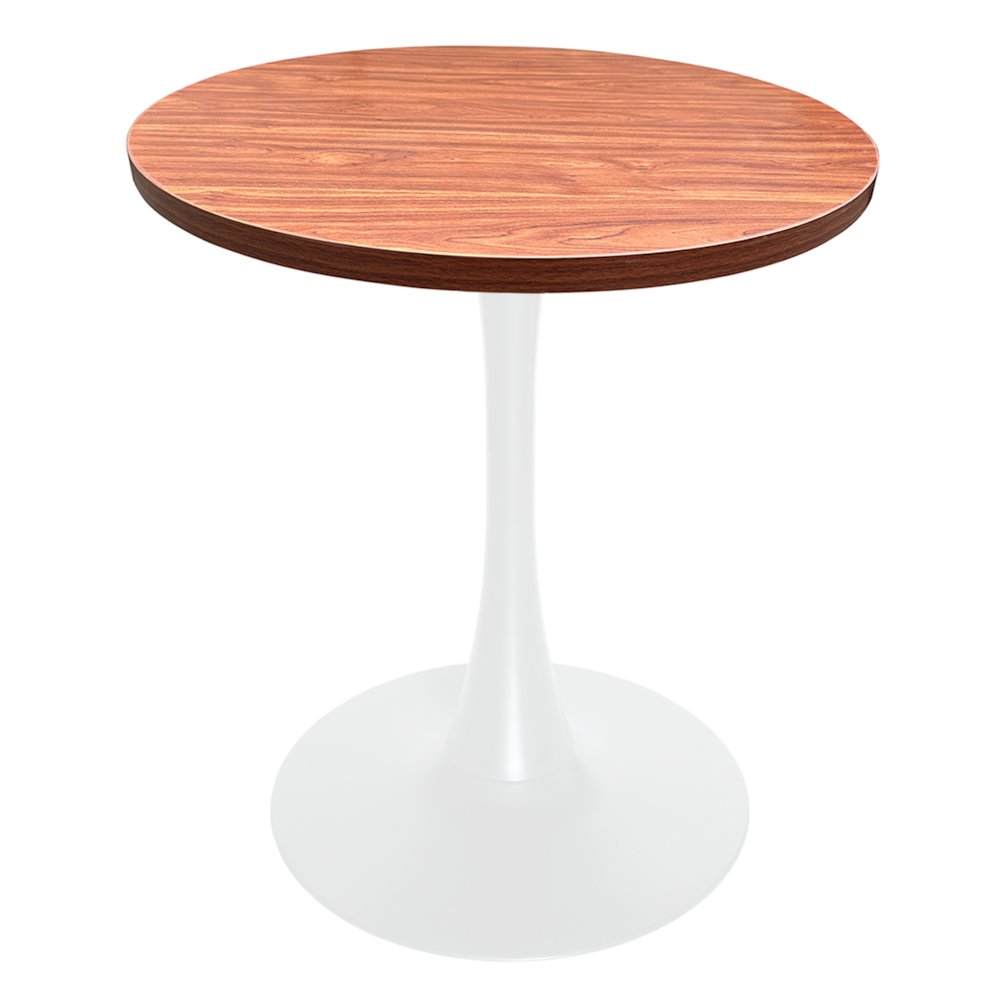Bristol Dining table, White Base with 27" Round Cognac Brown MDF top. Picture 1
