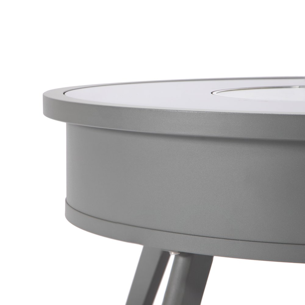 Walbrooke Outdoor Patio Aluminum Round Fire Pit Side Table. Picture 8