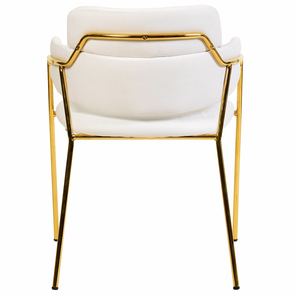 Axis Collection Modern Gold Dining Chair in White - Set of 2. Picture 9