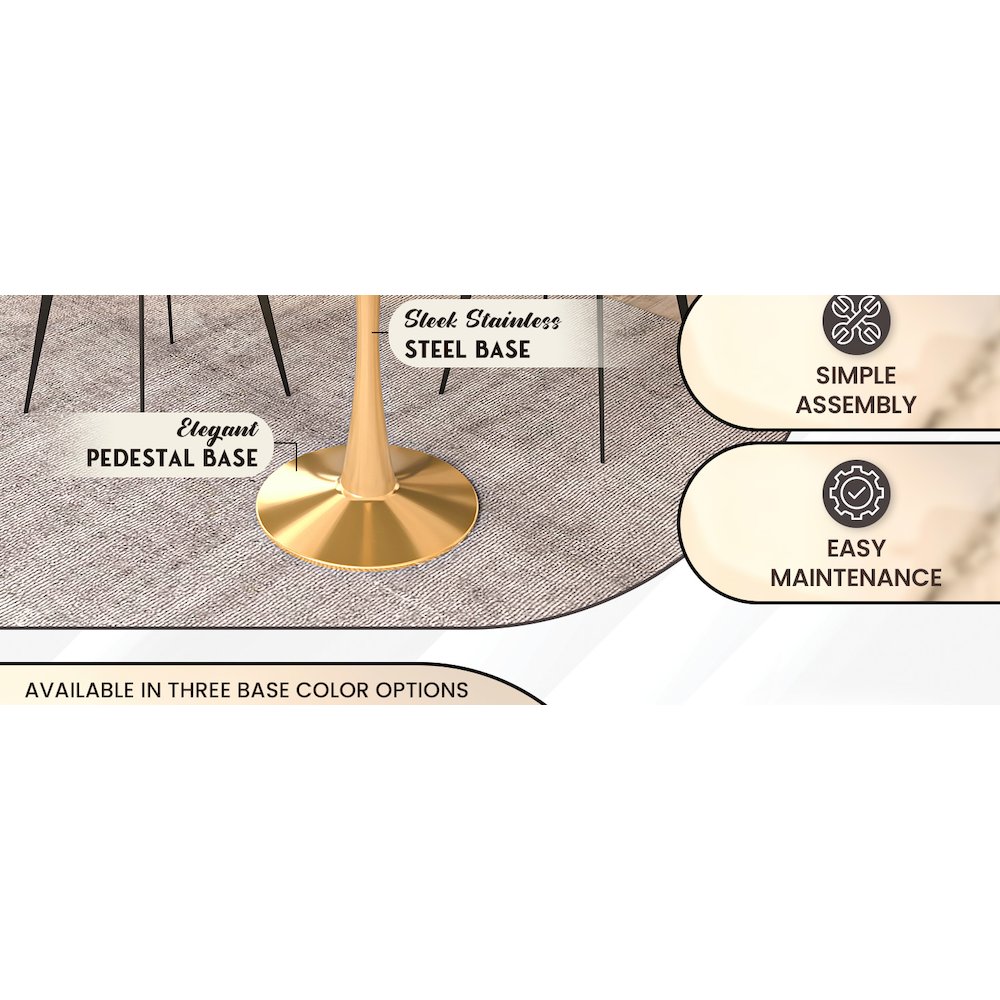 Bristol 27" round dining table Gold base with marbled MDF top. Picture 12