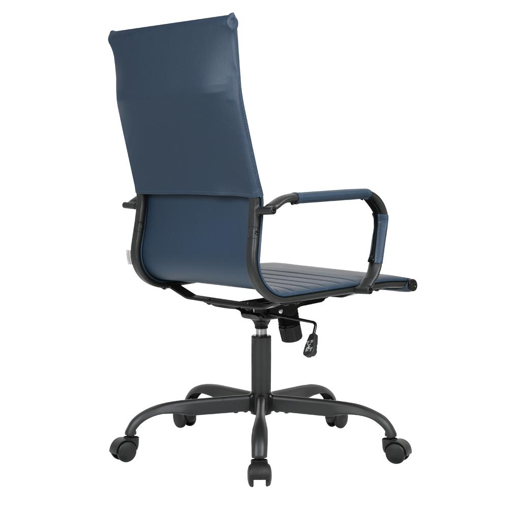 High-Back Leather Office Chair With Black Frame. Picture 4