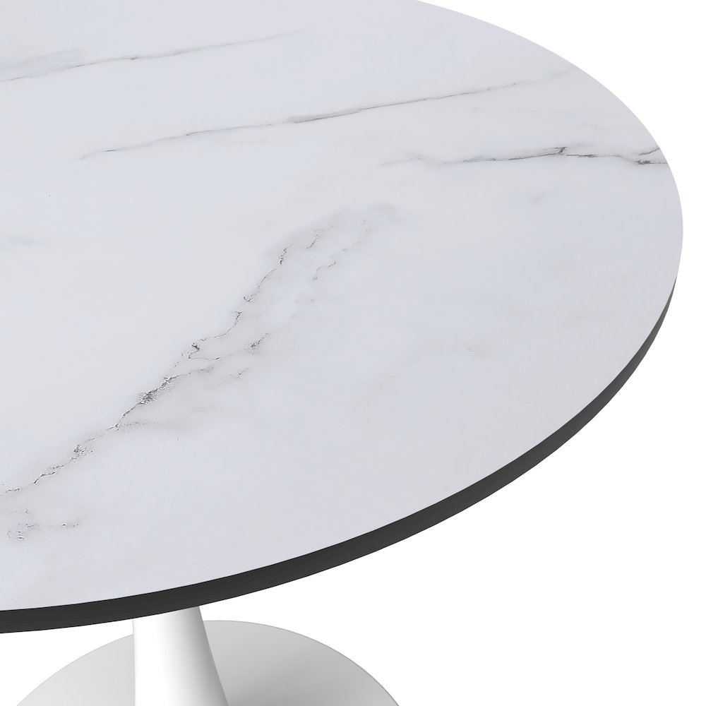 Leisyremod Bristol 24" Round Dining Table White base with White top. Picture 5