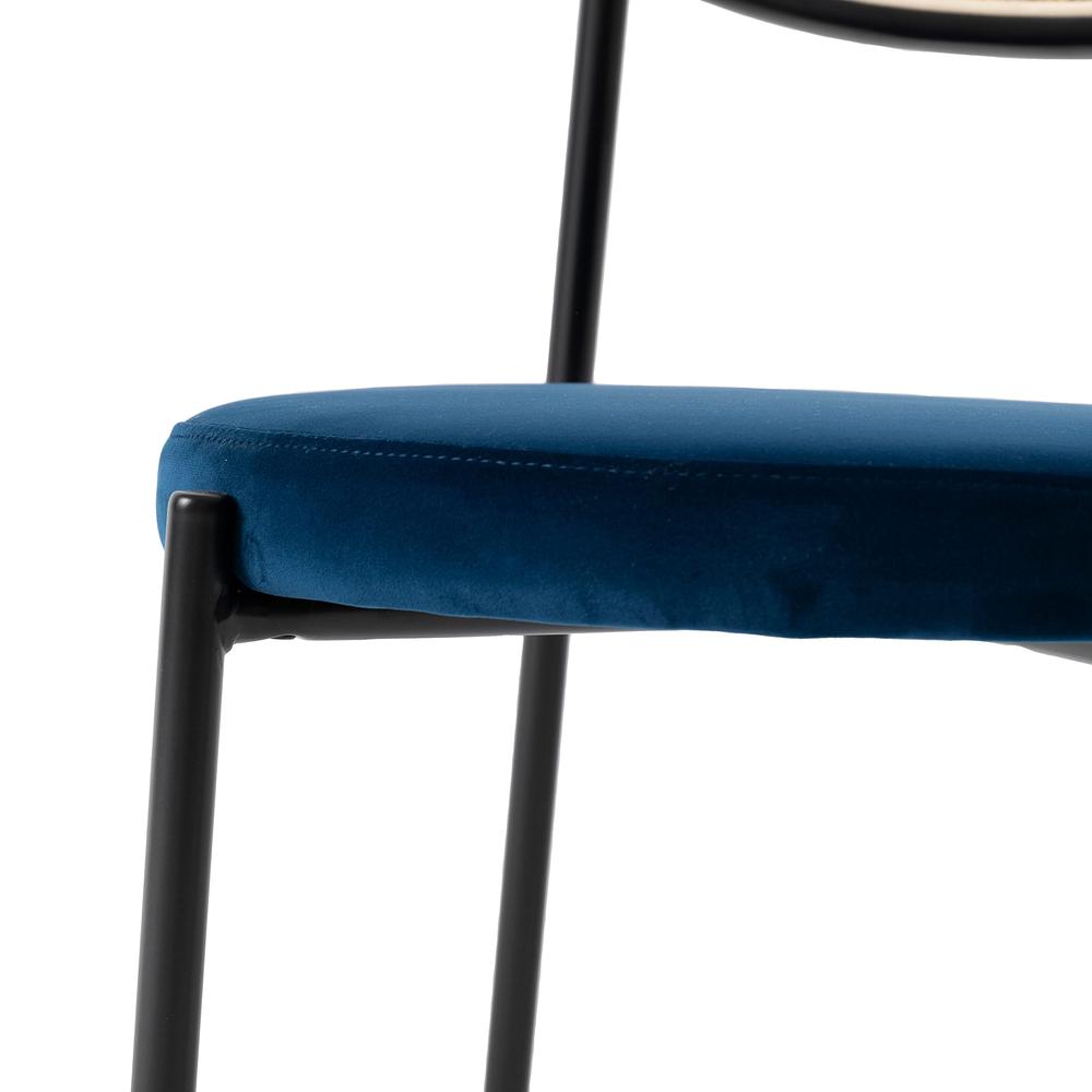 Euston Modern Wicker Dining Chair with Velvet Round Seat Set of 2. Picture 8