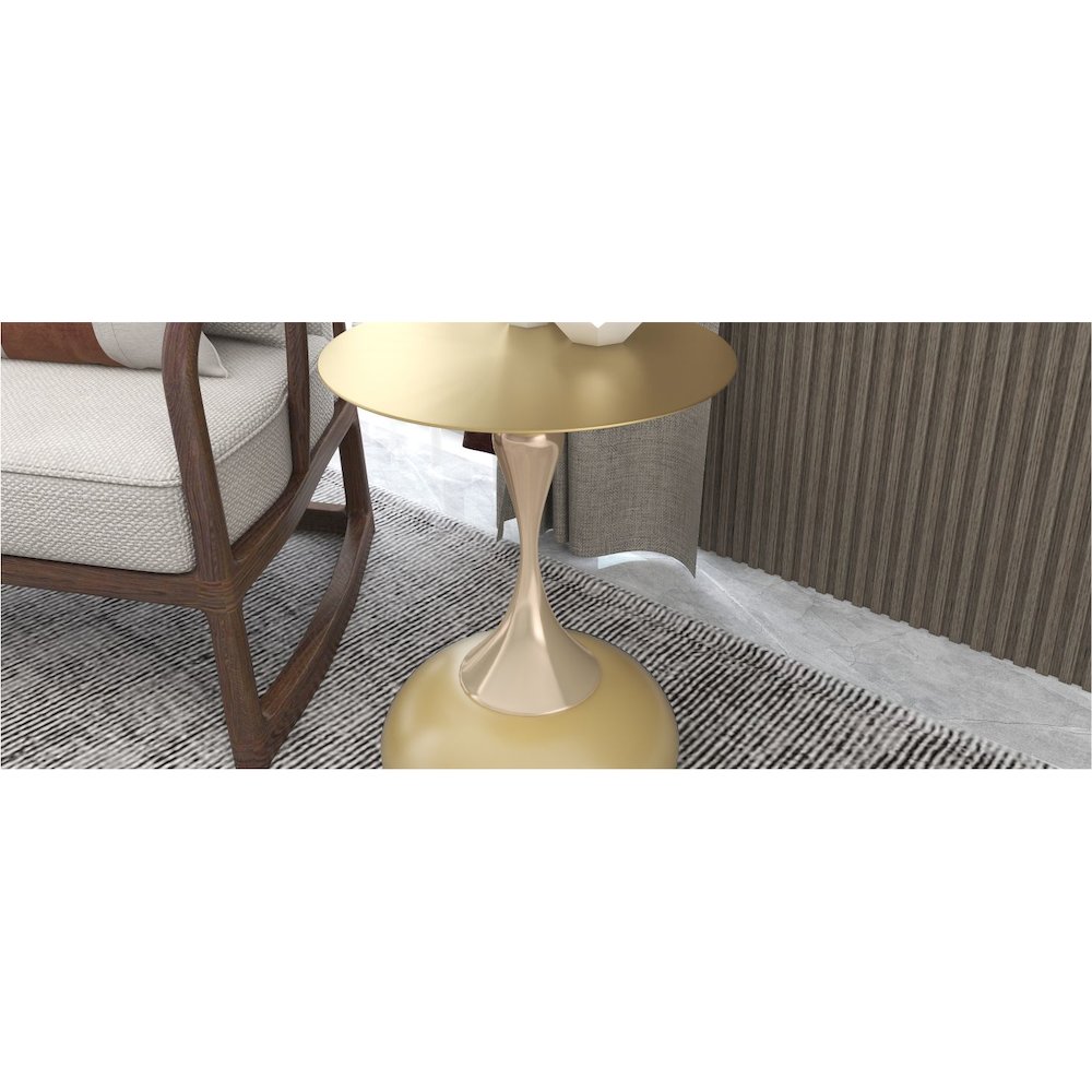 Savoy Collection Modern End Table In Gold With Gold Top. Picture 31