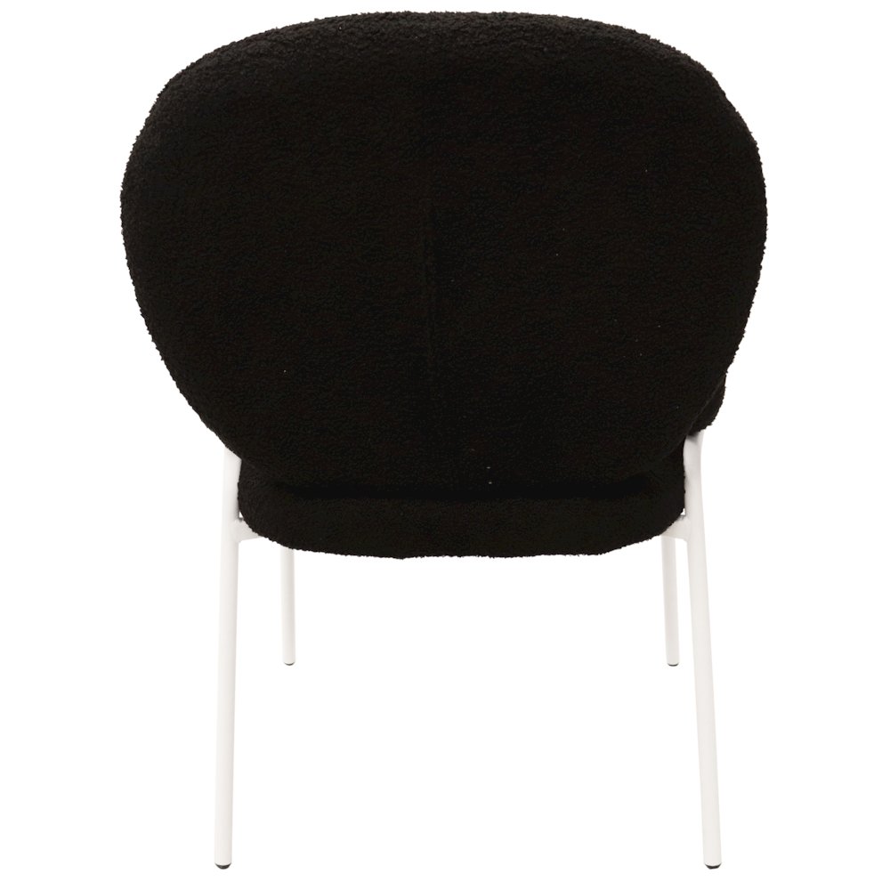 Celestial Series Boucle Dining Arm Chair, White Frame with Black Fabric. Picture 5