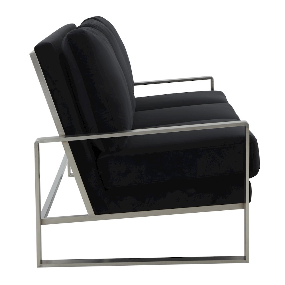 Jefferson Contemporary Modern Design Velvet Sofa With Silver Frame. Picture 4