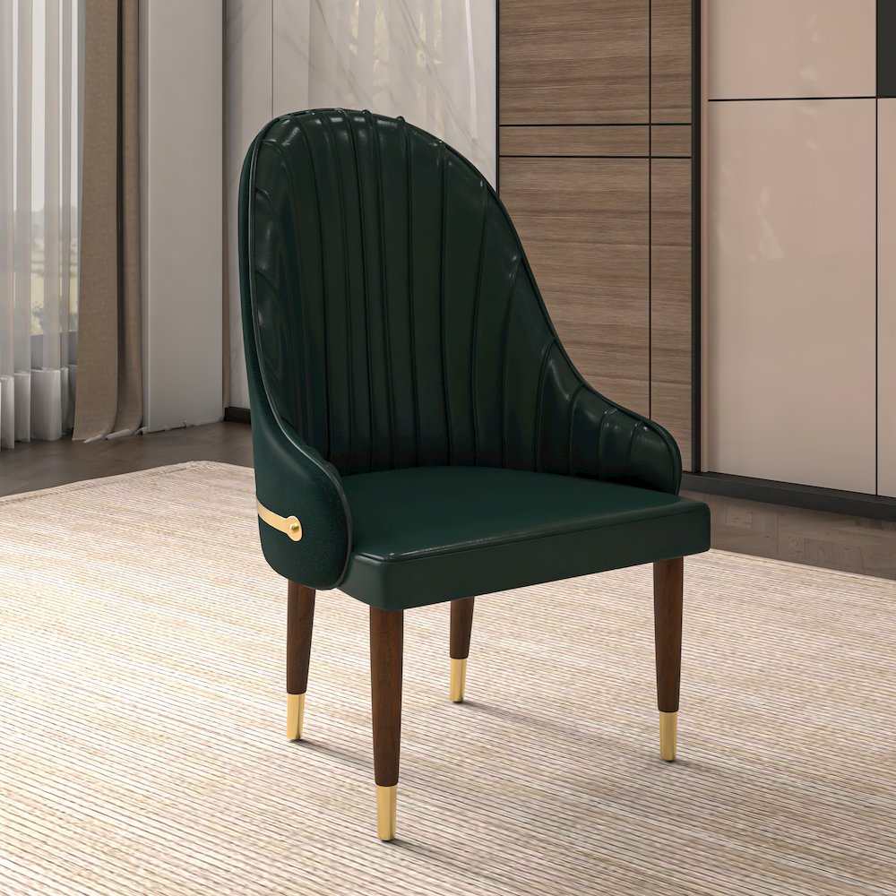 Elara Collection Wooden Dining Chair in Two-Tone Green Set of 2. Picture 4