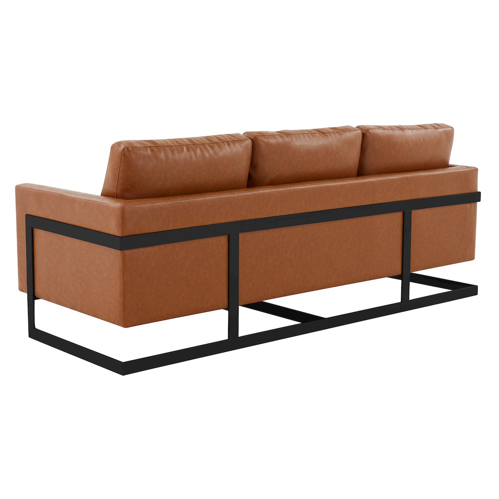 Lincoln Brown Leather Sofa With Black Frame. Picture 6