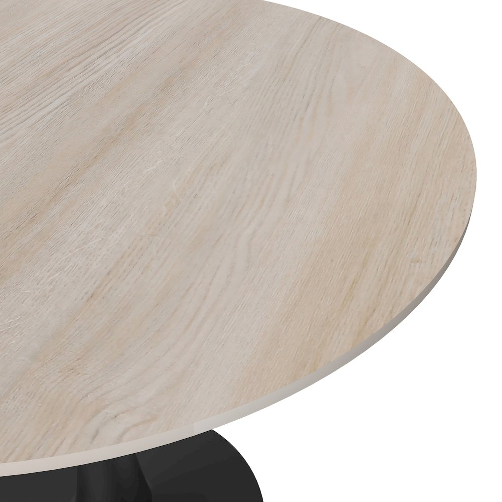 Bristol 35" Round Dining Table Black Base with Sintered Stone Natural Wood Top. Picture 10