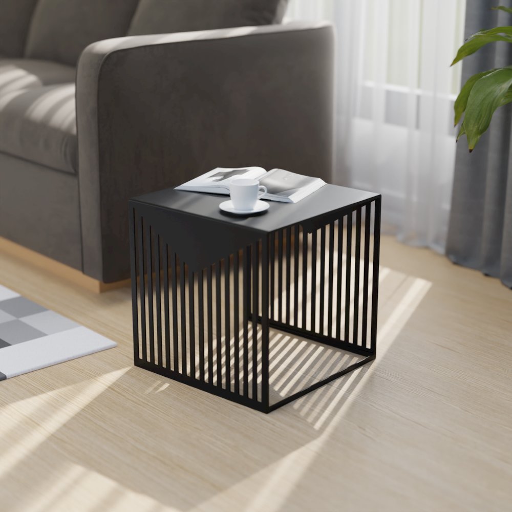 Cisco Modern Square Steel Side Table with Powder Coated Finish. Picture 1