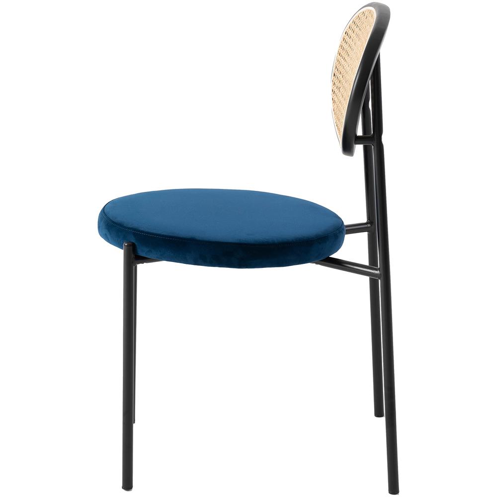 Euston Modern Wicker Dining Chair with Velvet Round Seat Set of 2. Picture 4