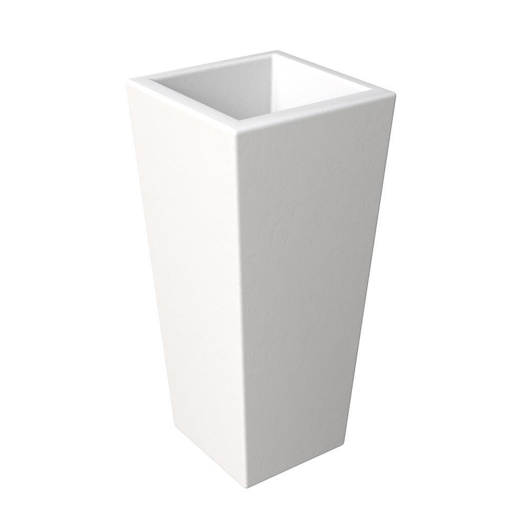 Orna Series Poly Stone Planter 17.7 Dia 36.2 High in White. Picture 1